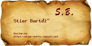 Stier Bartó névjegykártya